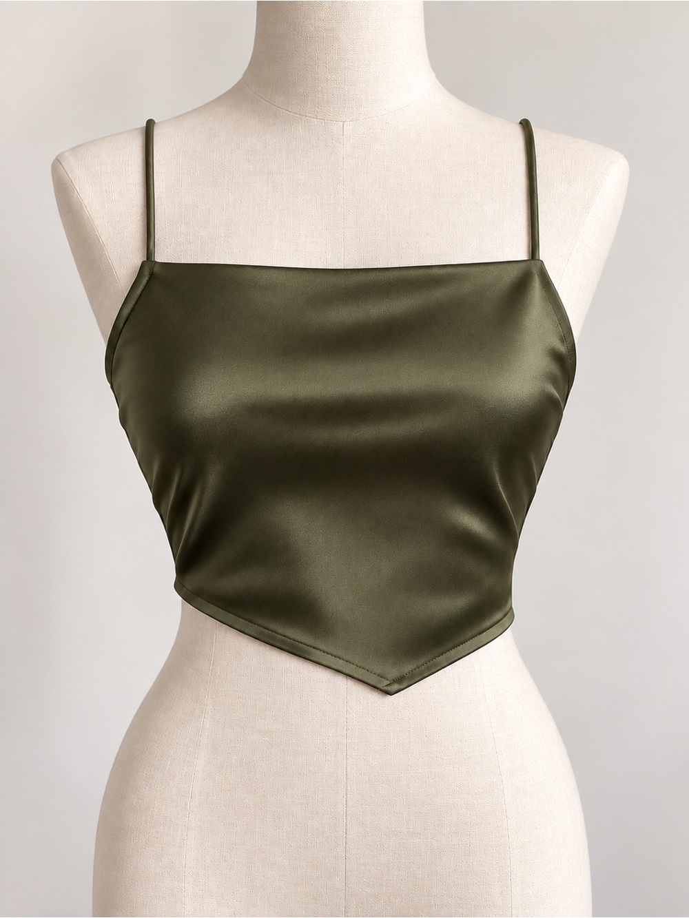 SHEIN Olive Green Satin Drawstring Cami